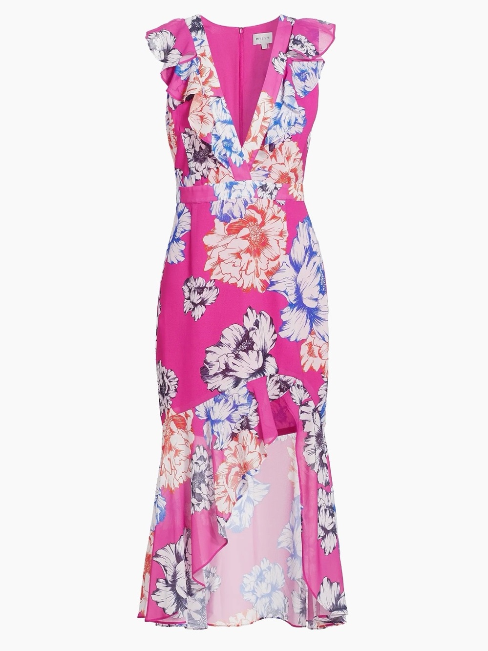 Milly
Nanci Petals In Bloom Ruffled Midi-Dress Sleeveless SZ 6 EUC